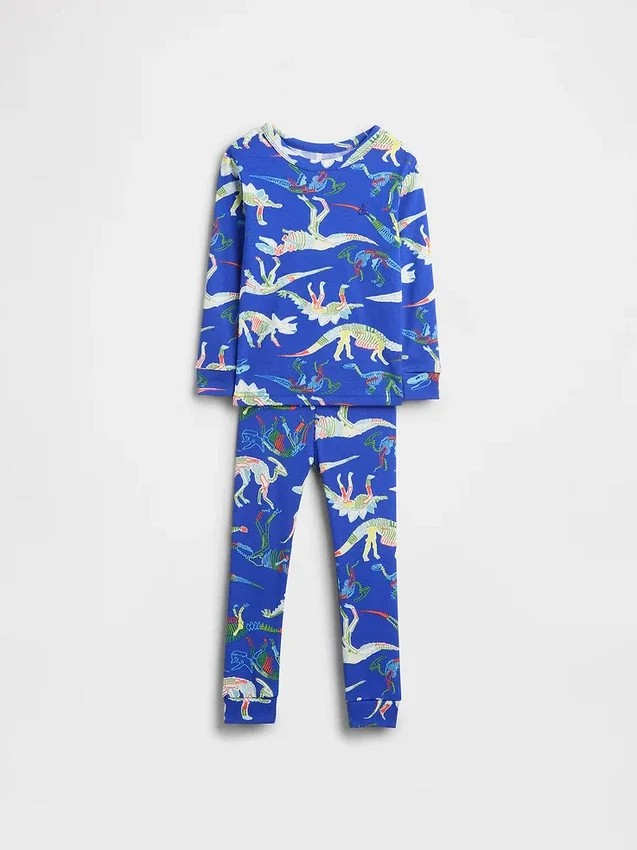 Conjunto de pijama de algodón orgánico cepillado para bebés y niños