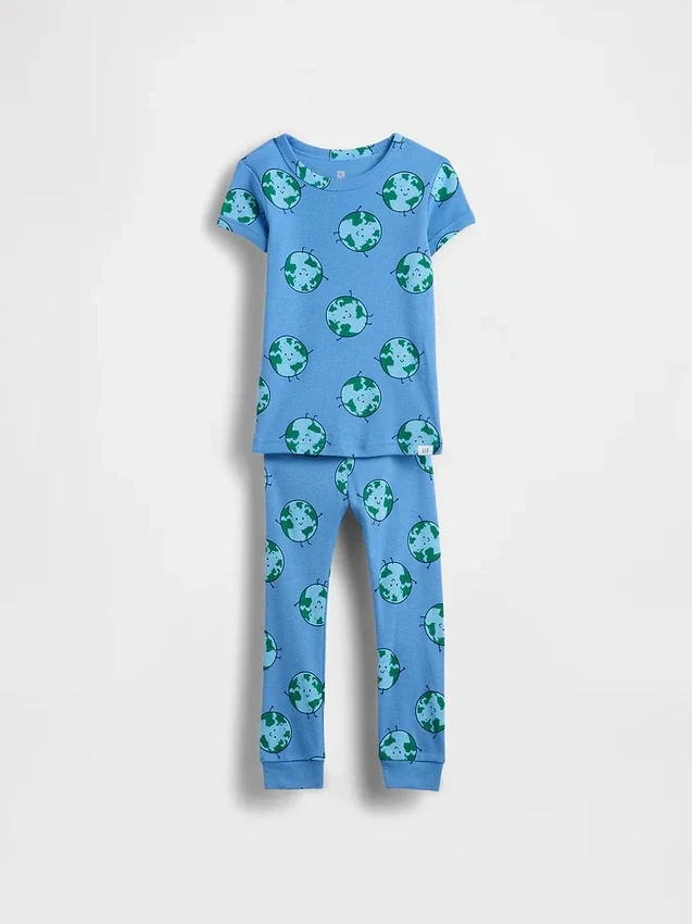 Conjunto de pijama de algodón orgánico cepillado para bebés y niños