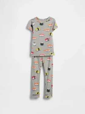 Conjunto de pijama de algodón orgánico cepillado para bebés y niños