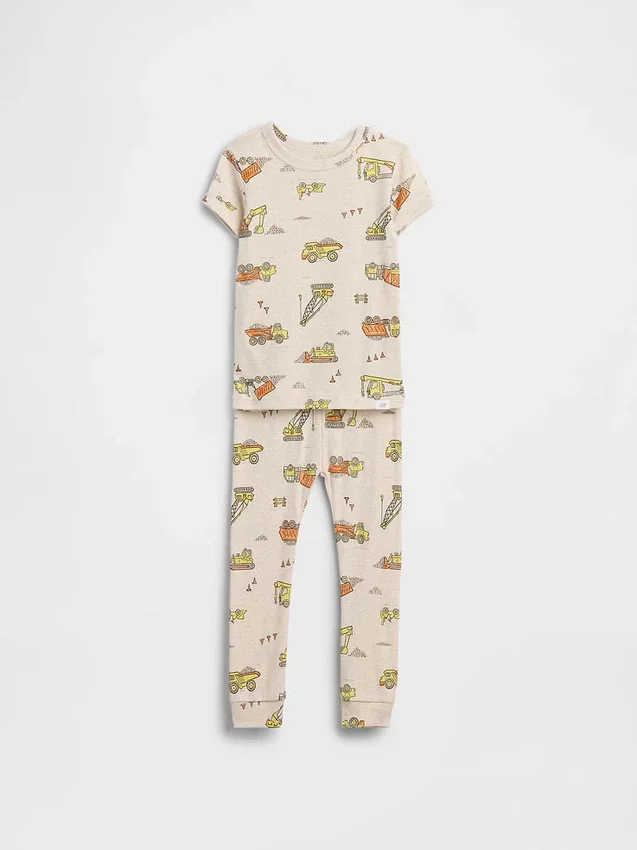 Conjunto de pijama de algodón orgánico cepillado para bebés y niños