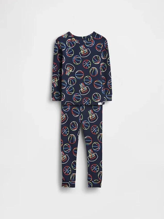 Conjunto de pijama de algodón orgánico cepillado para bebés y niños