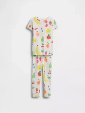 Conjunto de pijama de algodón orgánico cepillado para bebés y niños