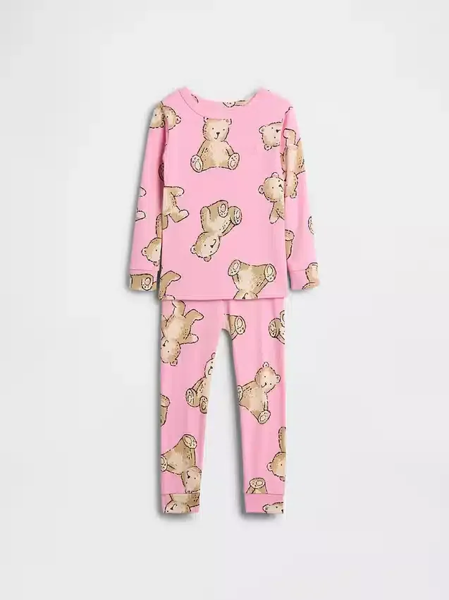 Conjunto de pijama de algodón orgánico cepillado para bebés y niños