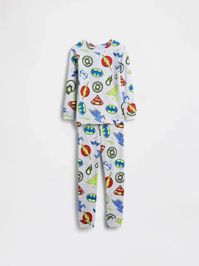Conjunto de pijama de algodón orgánico cepillado para bebés y niños