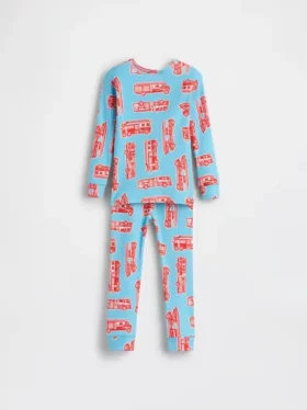 Conjunto de pijama de algodón orgánico cepillado para bebés y niños