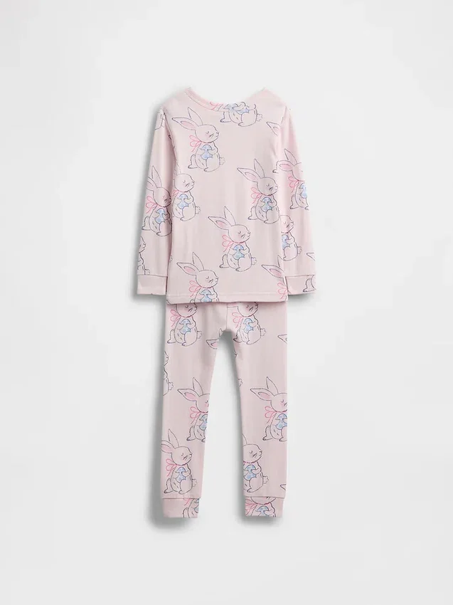 Conjunto de pijama de algodón orgánico cepillado para bebés y niños