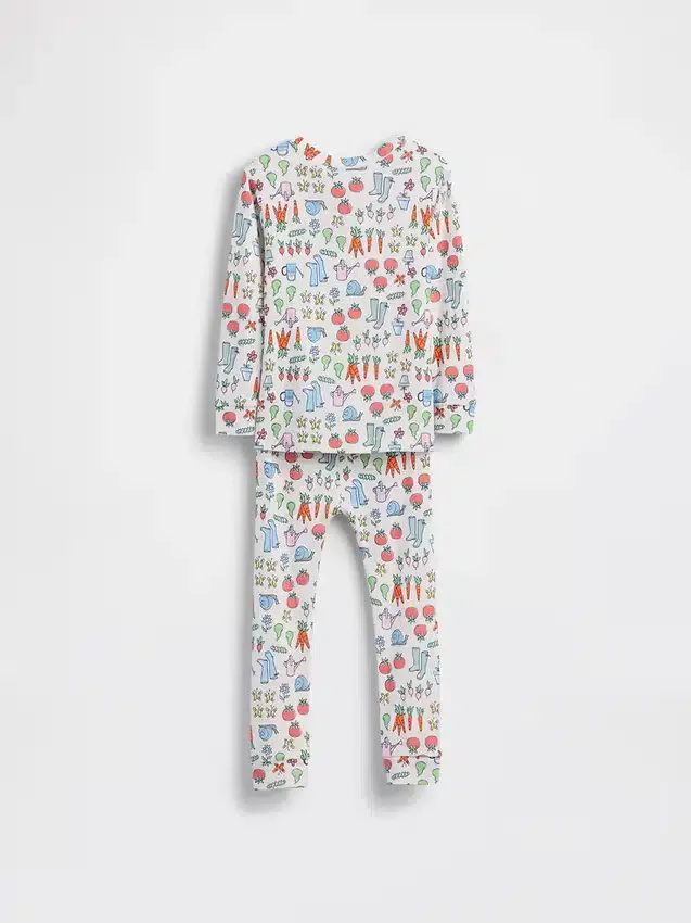 Conjunto de pijama de algodón orgánico cepillado para bebés y niños