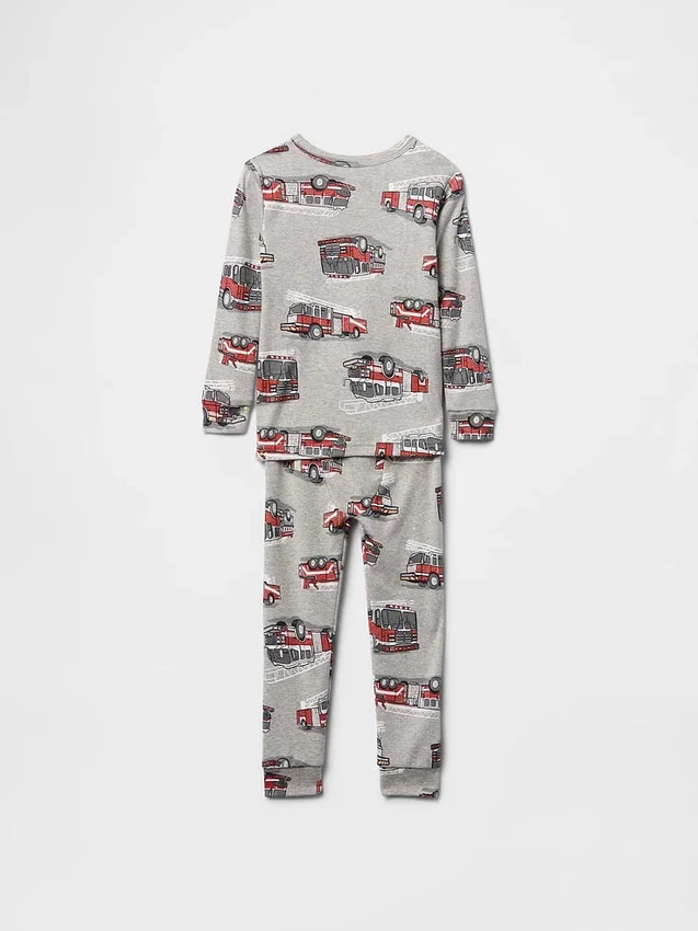 Conjunto de pijama de algodón orgánico cepillado para bebés y niños