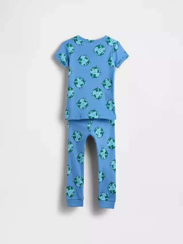 Conjunto de pijama de algodón orgánico cepillado para bebés y niños