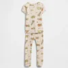Conjunto de pijama de algodón orgánico cepillado para bebés y niños