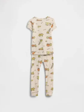 Conjunto de pijama de algodón orgánico cepillado para bebés y niños