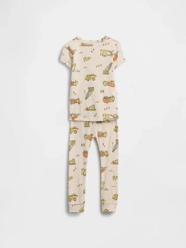 Conjunto de pijama de algodón orgánico cepillado para bebés y niños