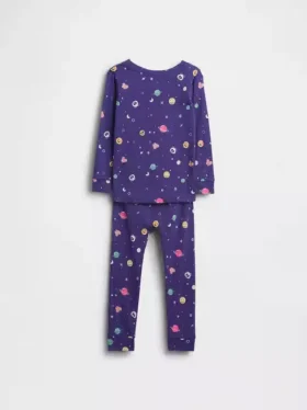 Conjunto de pijama de algodón orgánico cepillado para bebés y niños