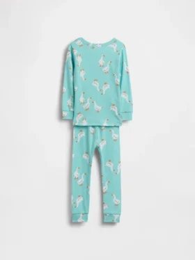Conjunto de pijama de algodón orgánico cepillado para bebés y niños