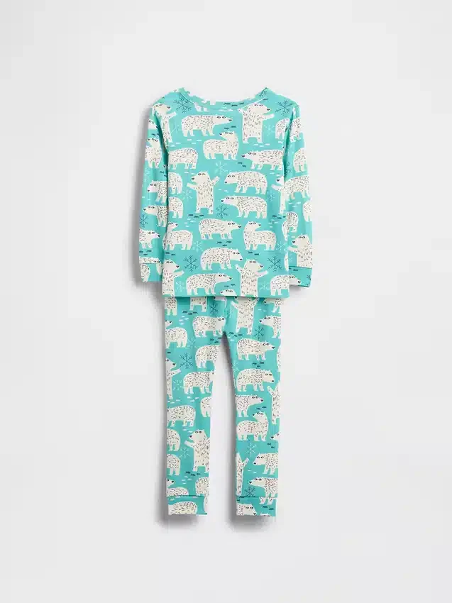 Conjunto de pijama de algodón orgánico cepillado para bebés y niños