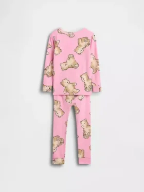 Conjunto de pijama de algodón orgánico cepillado para bebés y niños