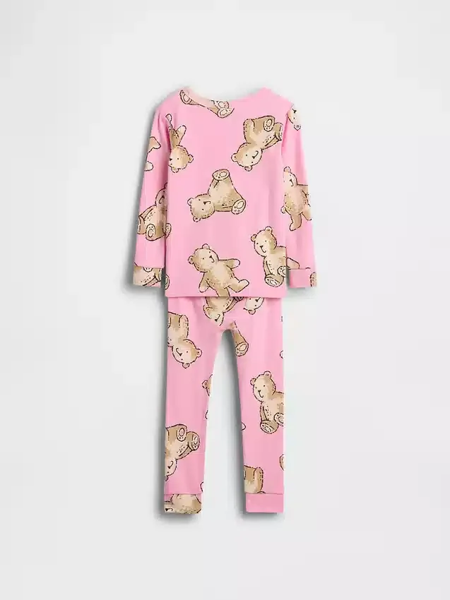 Conjunto de pijama de algodón orgánico cepillado para bebés y niños