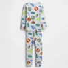 Conjunto de pijama de algodón orgánico cepillado para bebés y niños