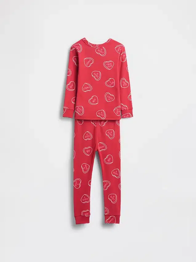 Conjunto de pijama de algodón orgánico cepillado para bebés y niños