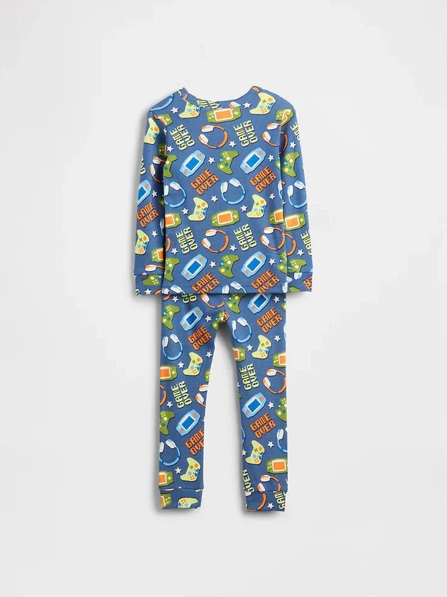Conjunto de pijama de algodón orgánico cepillado para bebés y niños