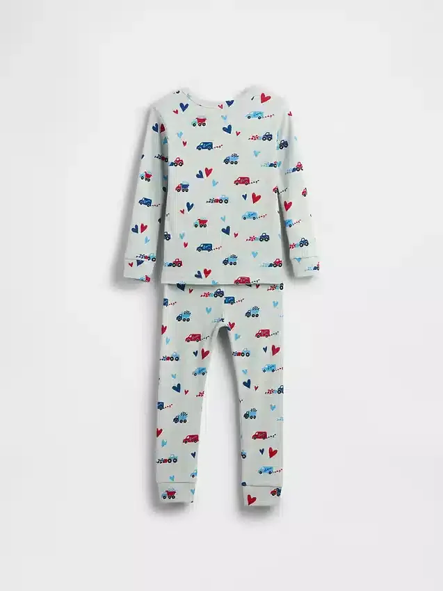 Conjunto de pijama de algodón orgánico cepillado para bebés y niños