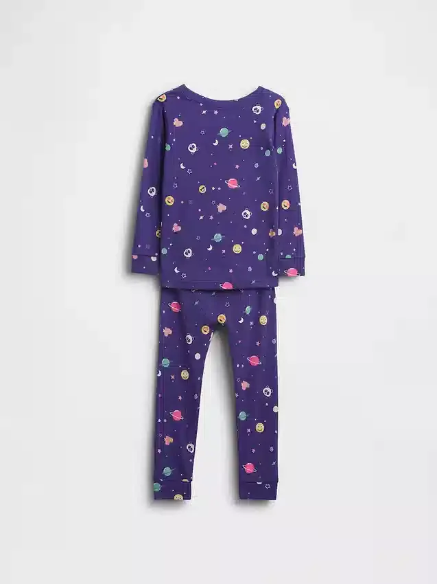 Conjunto de pijama de algodón orgánico cepillado para bebés y niños