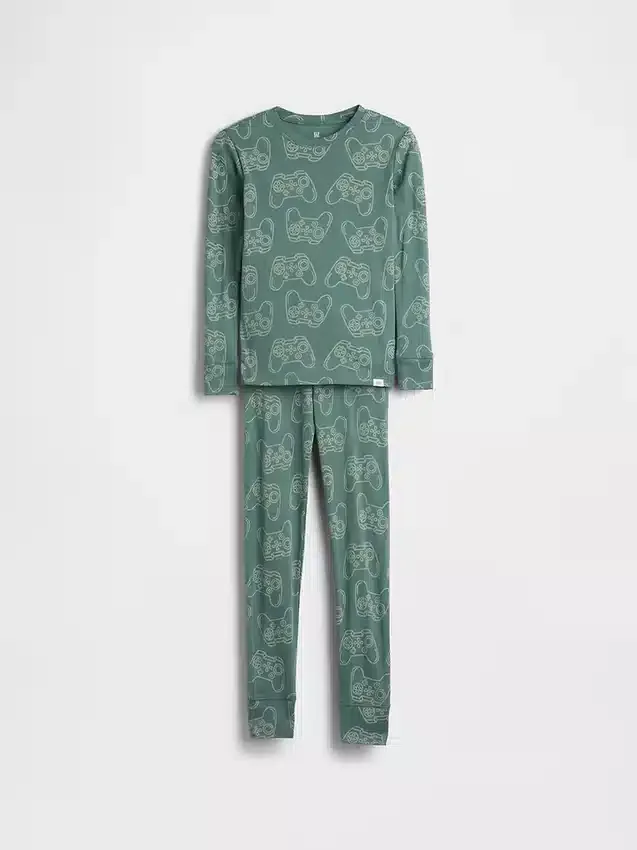 Conjunto de pijama de algodón orgánico cepillado para niños