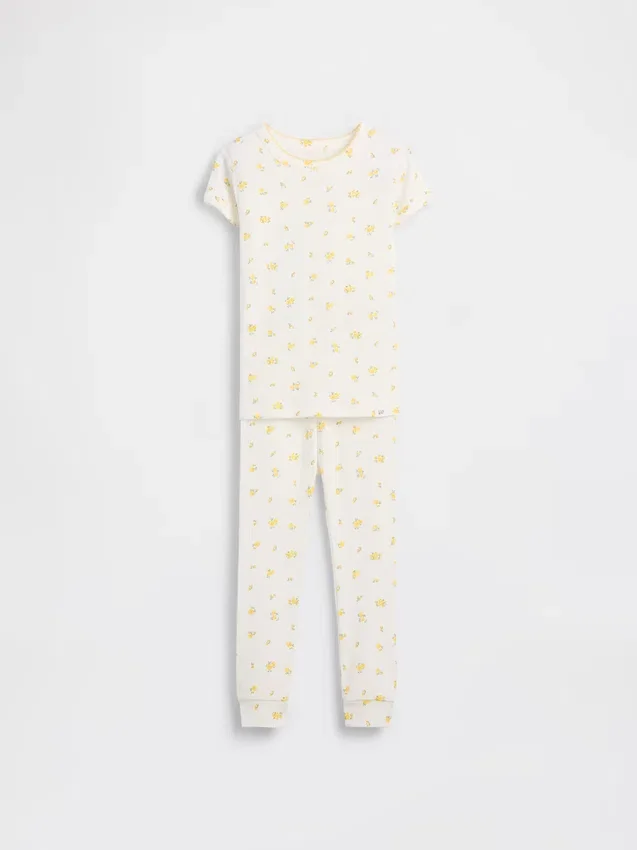 Conjunto de pijama de algodón orgánico cepillado para niños y bebés