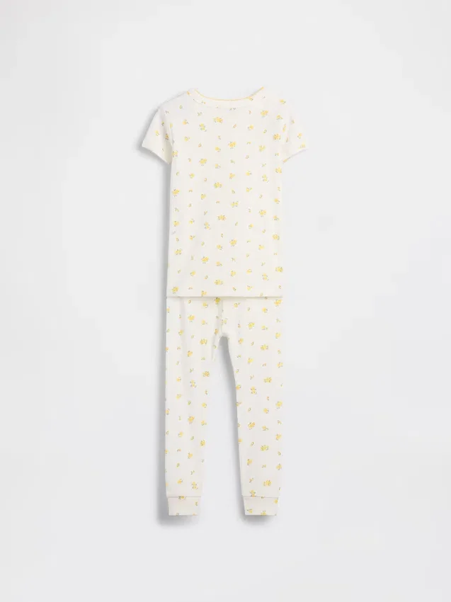 Conjunto de pijama de algodón orgánico cepillado para niños y bebés