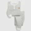 Conjunto de pijama de algodón orgánico estilo Henley para bebés y niños