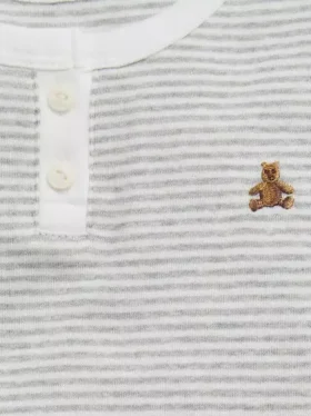 Conjunto de pijama de algodón orgánico estilo Henley para bebés y niños