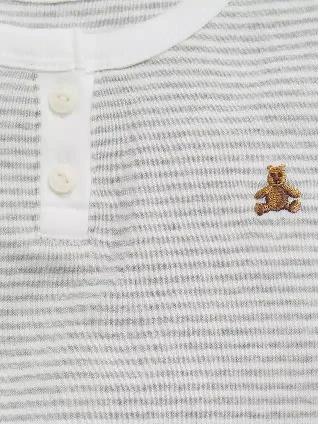 Conjunto de pijama de algodón orgánico estilo Henley para bebés y niños