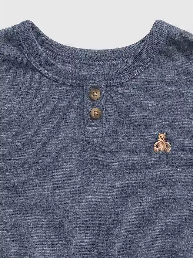 Conjunto de pijama de algodón orgánico jaspeado estilo Henley para bebés y niños