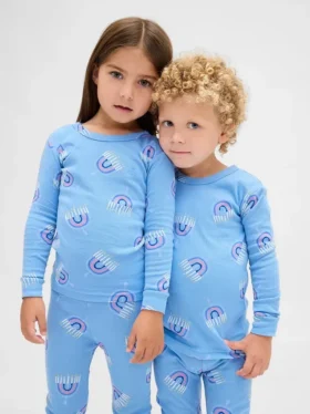 Conjunto de pijama de fiestas de algodón orgánico cepillado para niños y bebés