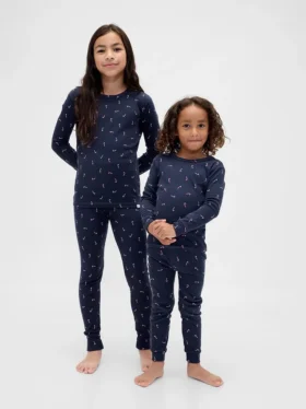 Conjunto de pijama de fiestas de algodón orgánico cepillado para niños y bebés