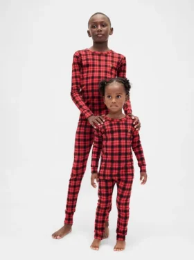 Conjunto de pijama de fiestas de algodón orgánico cepillado para niños y bebés