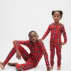 Conjunto de pijama de fiestas de algodón orgánico cepillado para niños y bebés