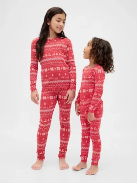 Conjunto de pijama de fiestas de algodón orgánico cepillado para niños y bebés