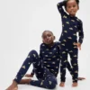 Conjunto de pijama de fiestas de algodón orgánico cepillado para niños y bebés