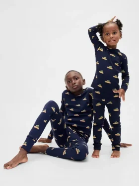 Conjunto de pijama de fiestas de algodón orgánico cepillado para niños y bebés