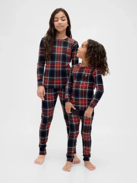 Conjunto de pijama de fiestas de algodón orgánico cepillado para niños y bebés