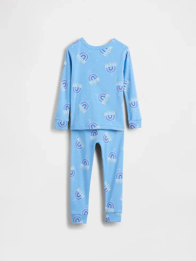 Conjunto de pijama de fiestas de algodón orgánico cepillado para niños y bebés