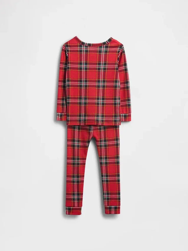 Conjunto de pijama de fiestas de algodón orgánico cepillado para niños y bebés