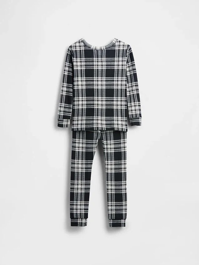 Conjunto de pijama de fiestas de algodón orgánico cepillado para niños y bebés