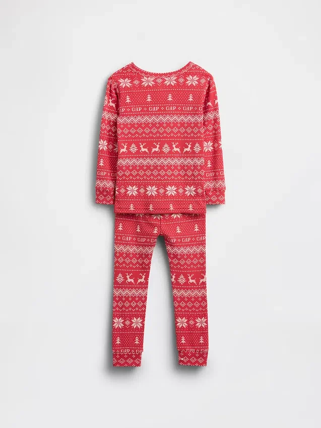 Conjunto de pijama de fiestas de algodón orgánico cepillado para niños y bebés