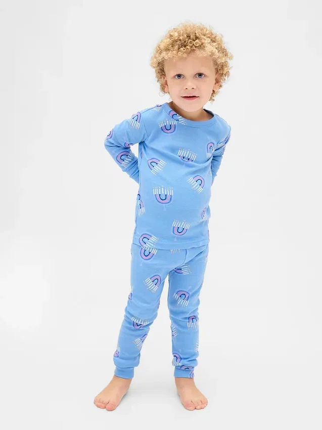 Conjunto de pijama de fiestas de algodón orgánico cepillado para niños y bebés