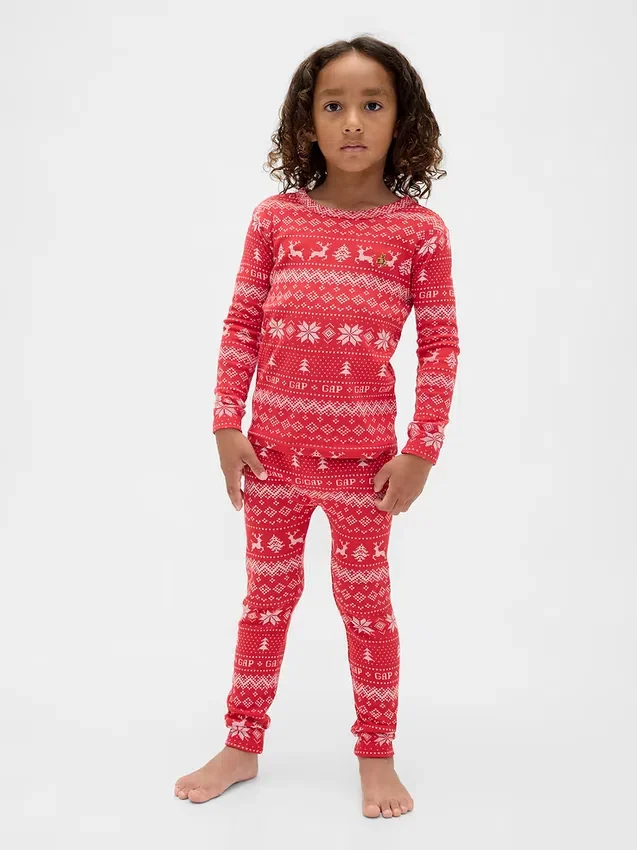 Conjunto de pijama de fiestas de algodón orgánico cepillado para niños y bebés