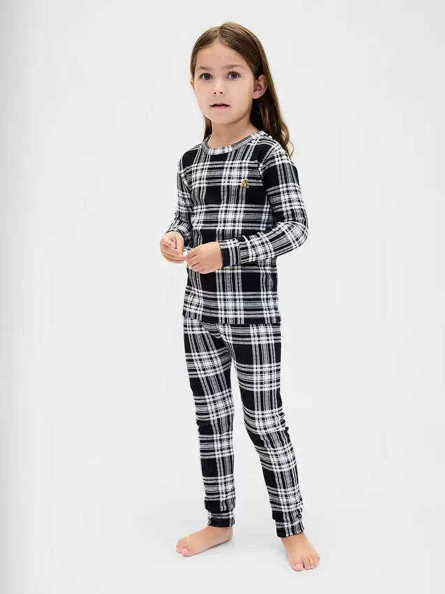 Conjunto de pijama de fiestas de algodón orgánico cepillado para niños y bebés