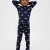Conjunto de pijama de fiestas de algodón orgánico cepillado para niños y bebés