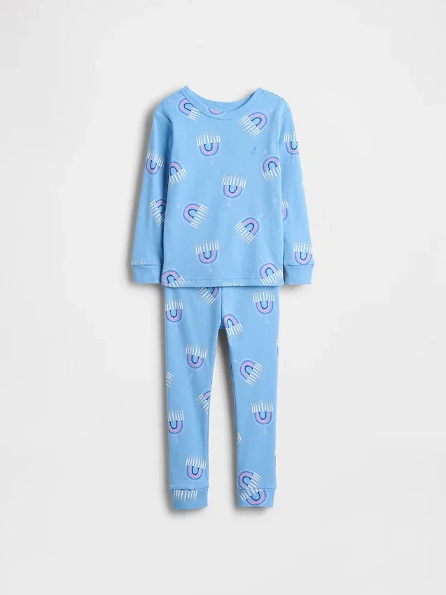 Conjunto de pijama de fiestas de algodón orgánico cepillado para niños y bebés
